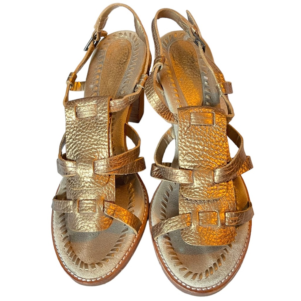 Enzo Angiolini I Gold Leather Sandals